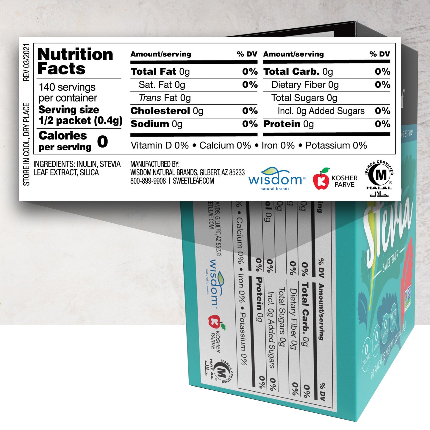 Stevia Sweetener, 70 packets