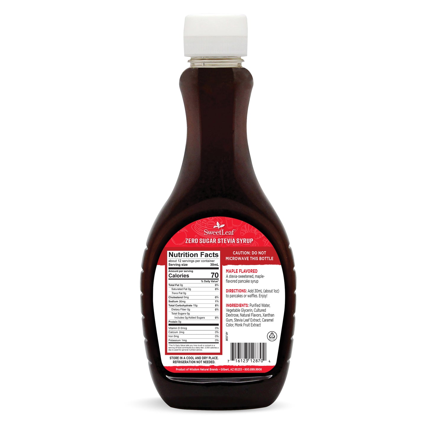 Sugar-Free Stevia Syrup, Maple, 12 servings