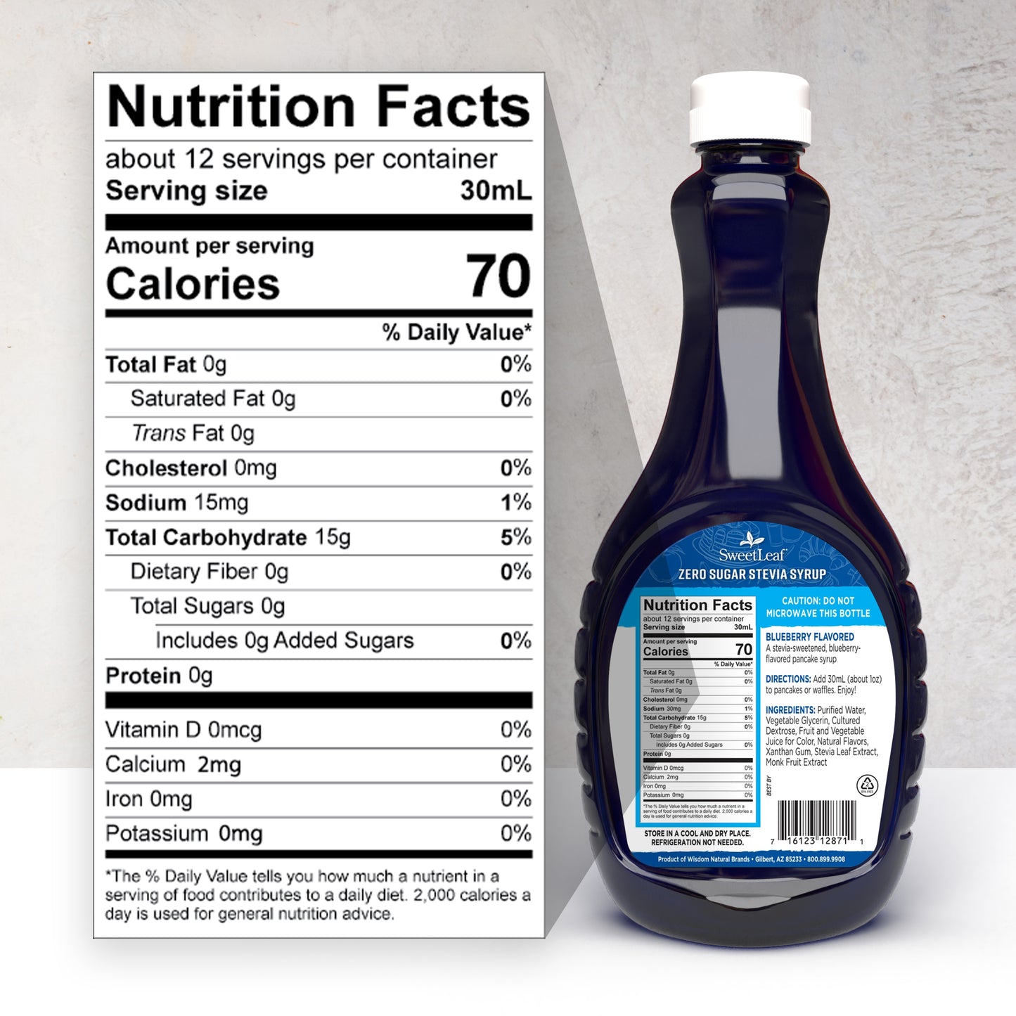 Sugar-Free Stevia Syrup, Blueberry, 12 servings