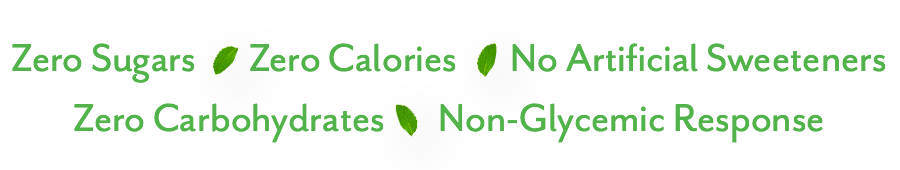 stevia's product attributes: zero sugars, zero calories, no artificial sweeteners, zero carbohydrates, non-glycemic response