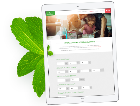 snapshot of the sweetleaf stevia conversion calendar on a tablet