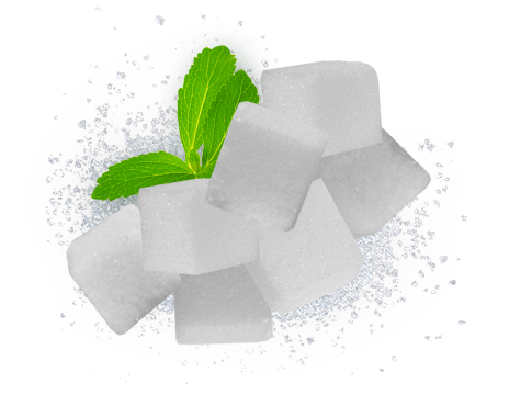 photo of sugar cubes with a sprig of mint
