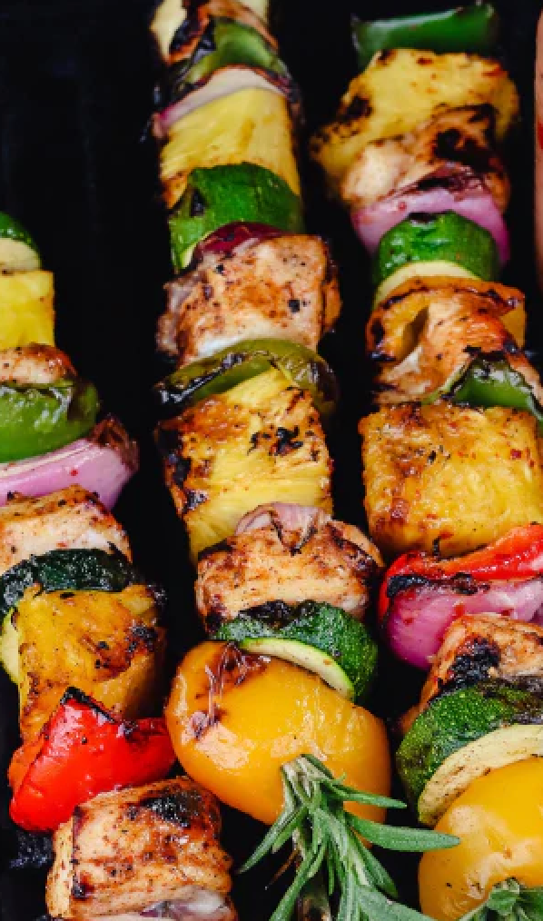 Hawaiian Chicken Kabobs with Hot Honey
