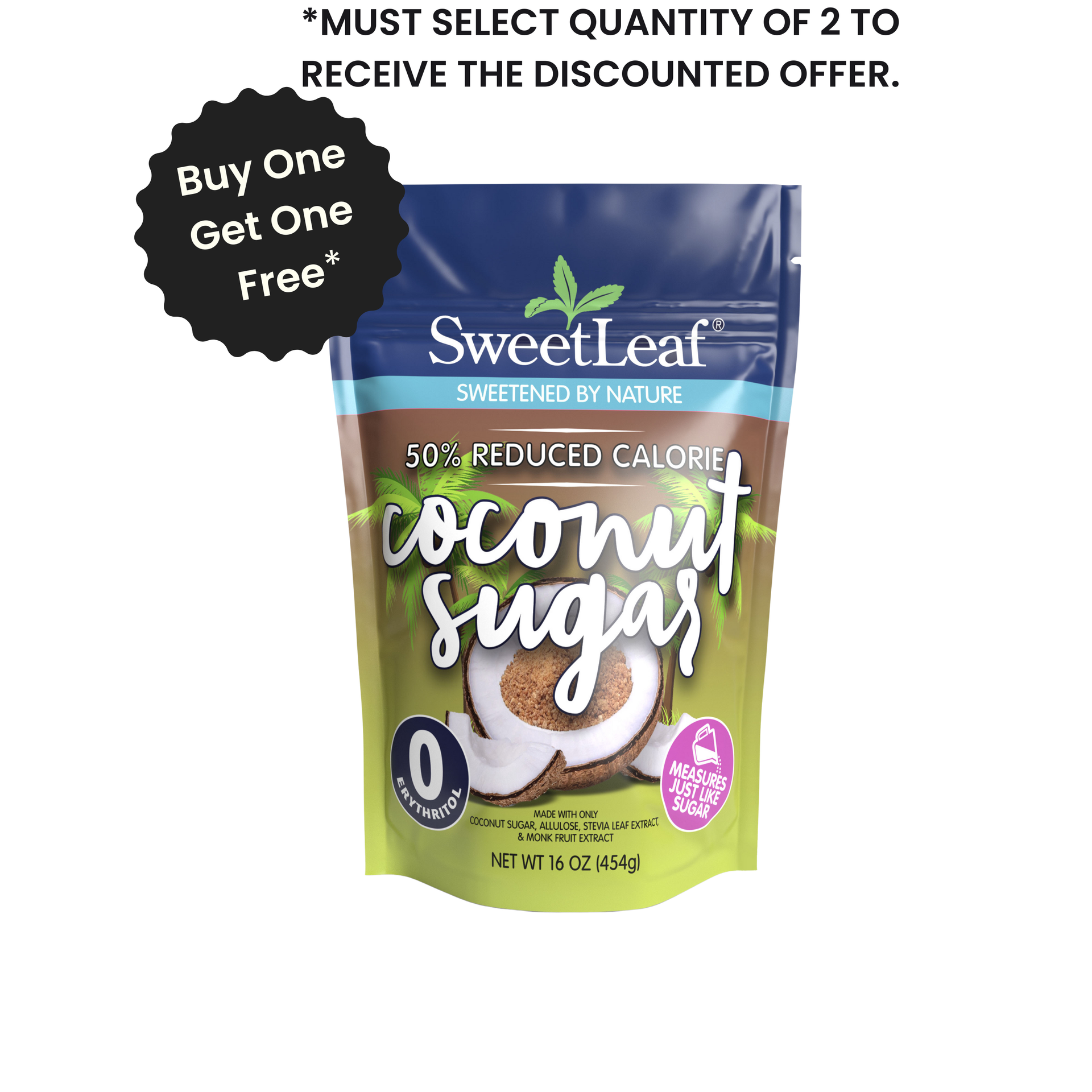 substitute stevia for coconut palm sugar 50% Reduced Calorie Coconut Sugar