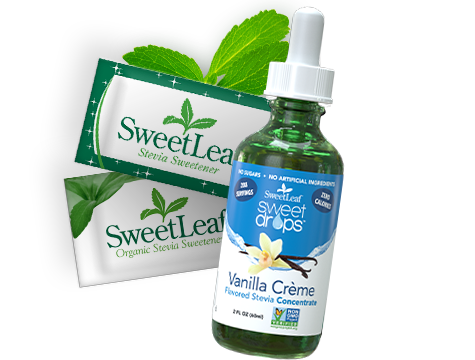dropper bottle of sweet drops by sweet leaf in the vanilla creme flavor